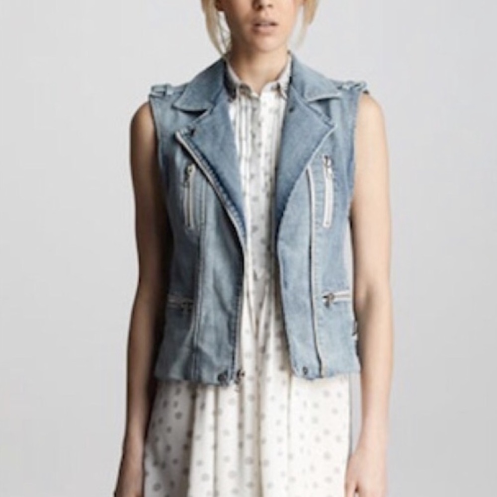 REBECCA TAYLOR Denim Moto Vest